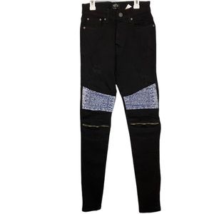 Boys 28 Skinny Stacked Bandana Zip Biker Jeans (Size 16)